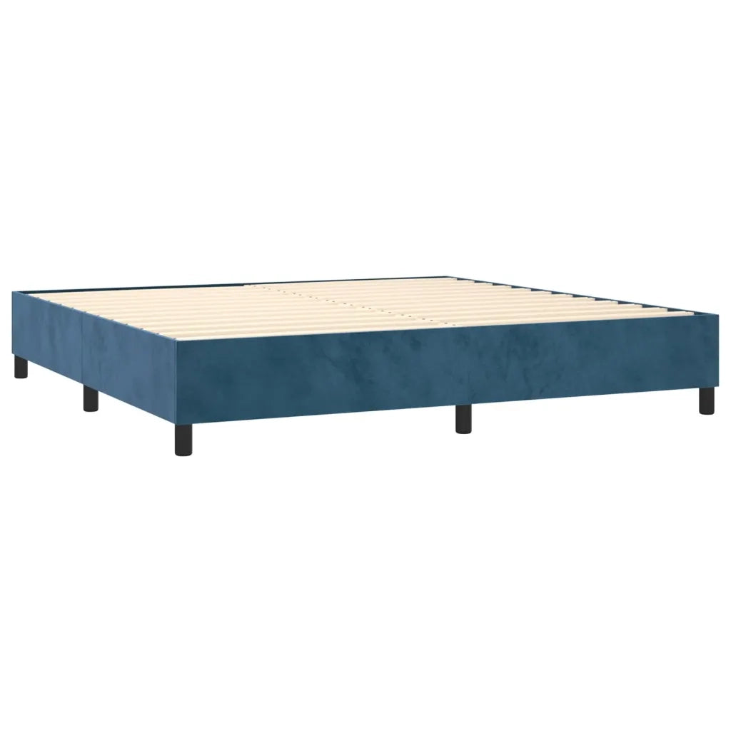 Giroletto a Molle con Materasso Blu Scuro 200x200 cm in Velluto 3129295