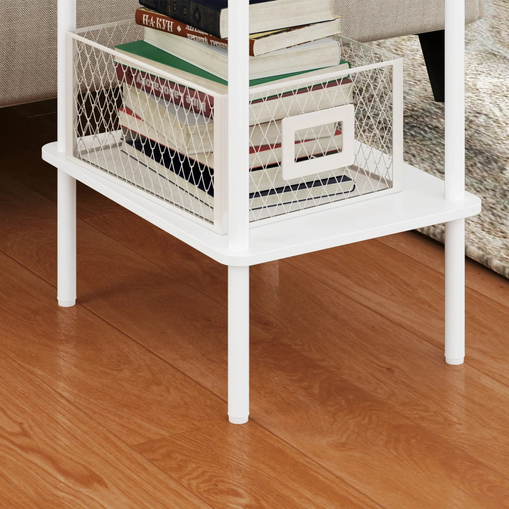 TAVOLINO 40x30x52,2 cm Legno Bianco con 2 ripiani