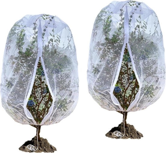 Reticolo di protezione per piante - Insetticida e protezione uccelli - Set da 2 - Bianco - Materiale PE - 100 x 120 cm