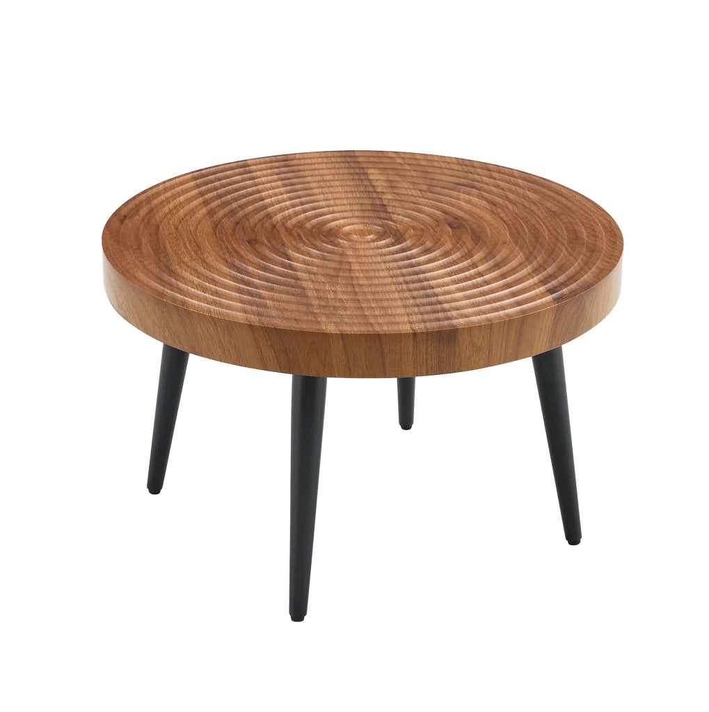 Tavolino da caffè 73.99x73.61x22.5 cm con piano spesso 5 cm in MDF e metallo; noce