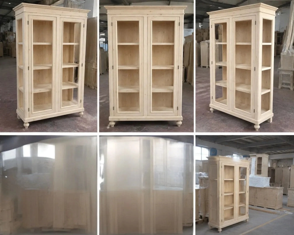 Vetrina classica 2 porte in legno grezzo l.111 p.42 h.192 (1511) - Mobili 2G