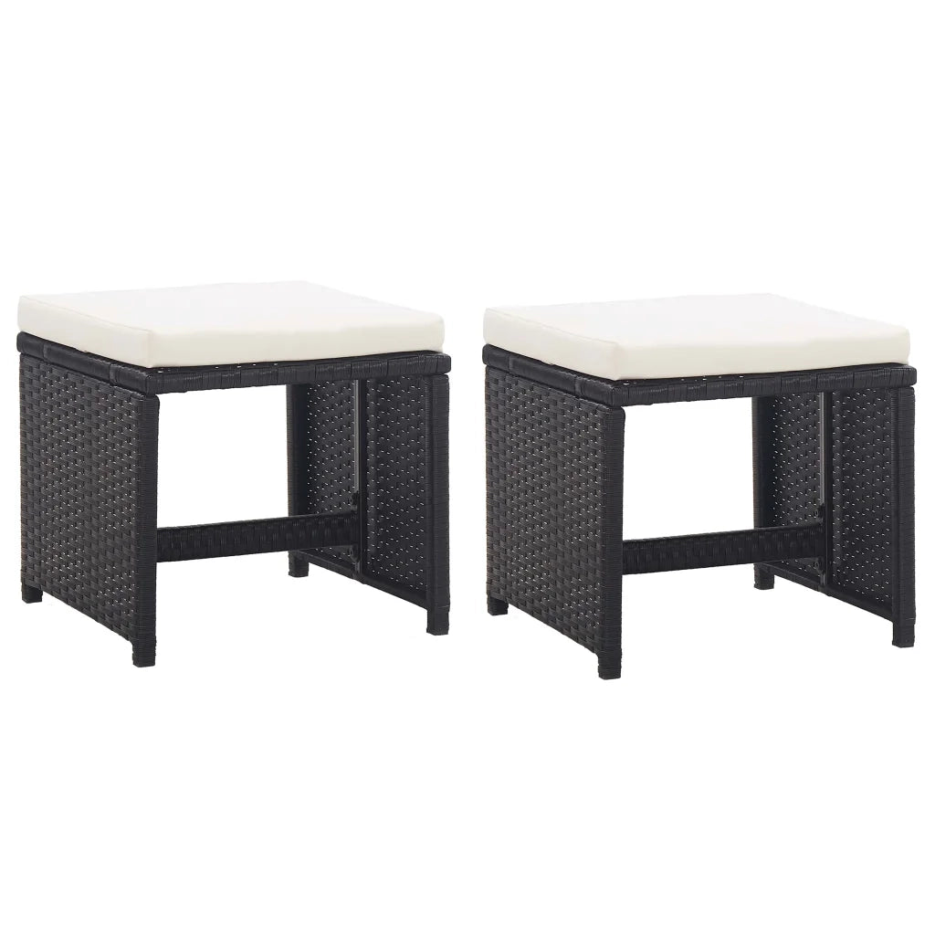 Set da Pranzo da Giardino 5 pz con Cuscini in Polyrattan Nero 42521