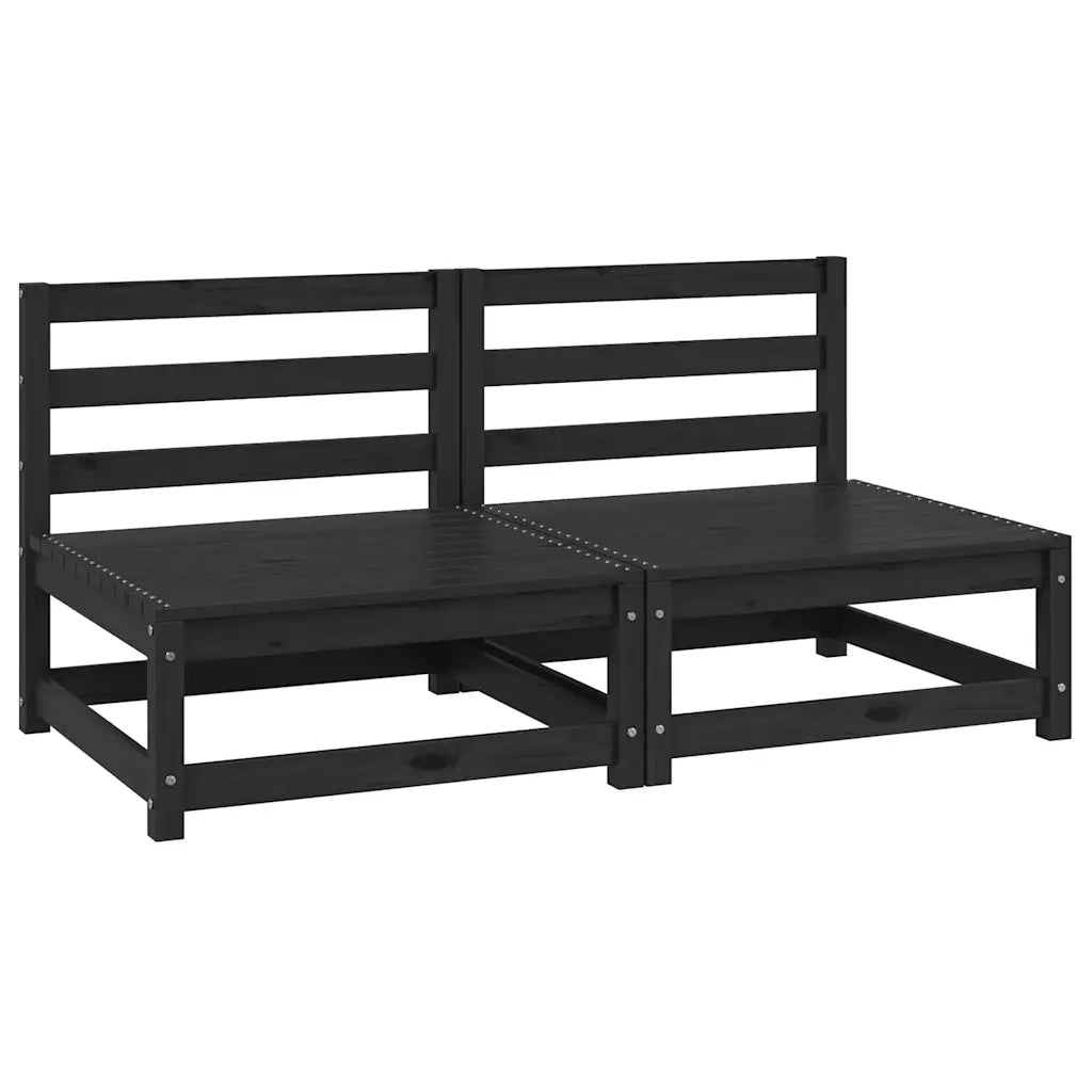 Divani Centrali Giardino 2 pz in Massello di Pino Nero 805684