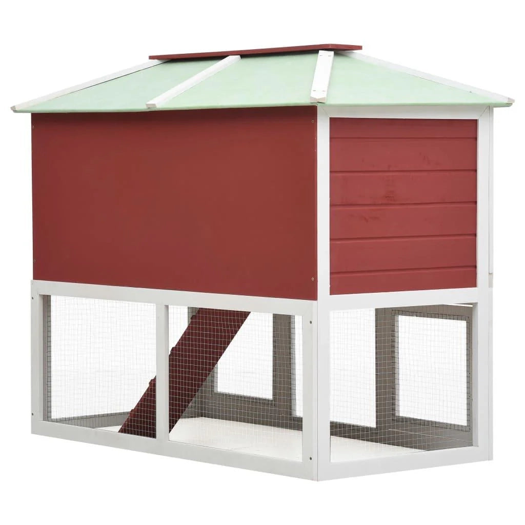 Gabbia doppia per animali domestici in legno 115 cm rossa 02_0000574