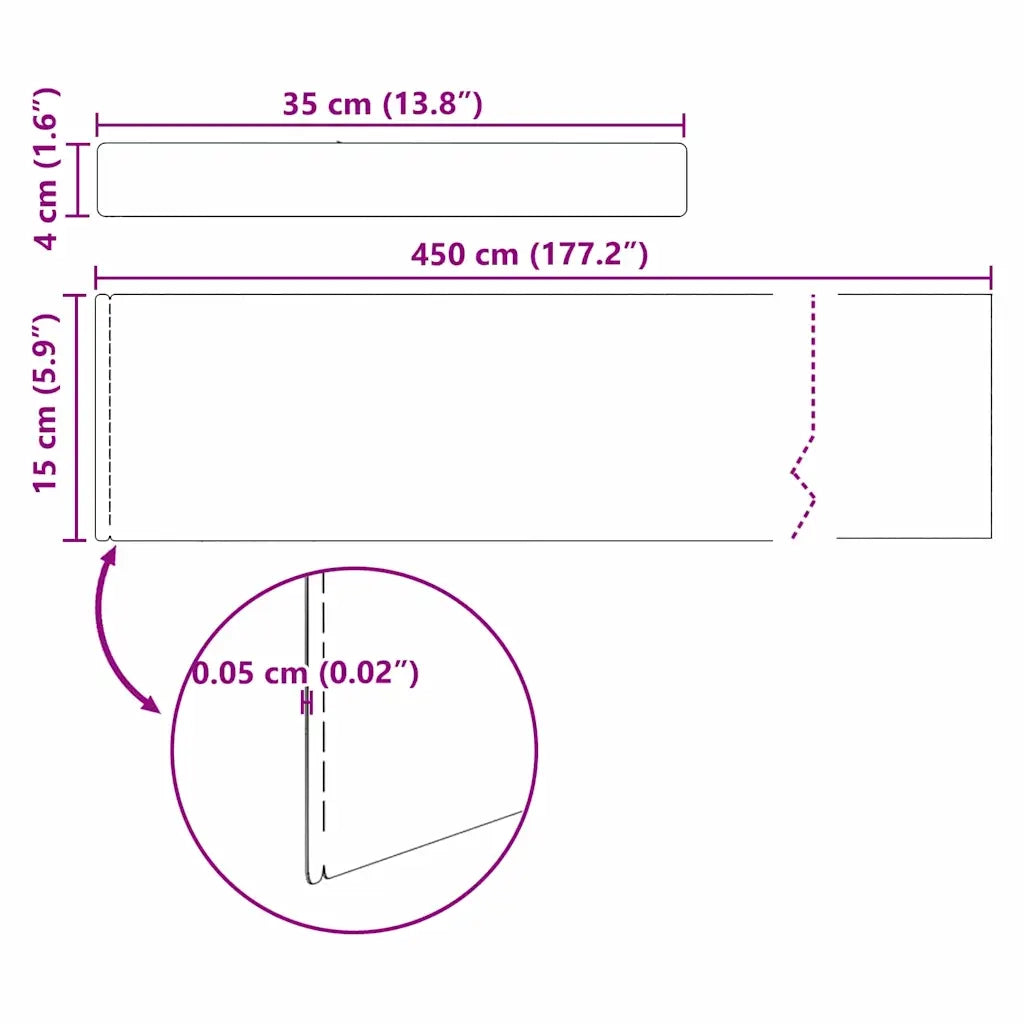 vidaXL Finitura per Prato da Giardino 4 pcs Argento 450 x 15 cm