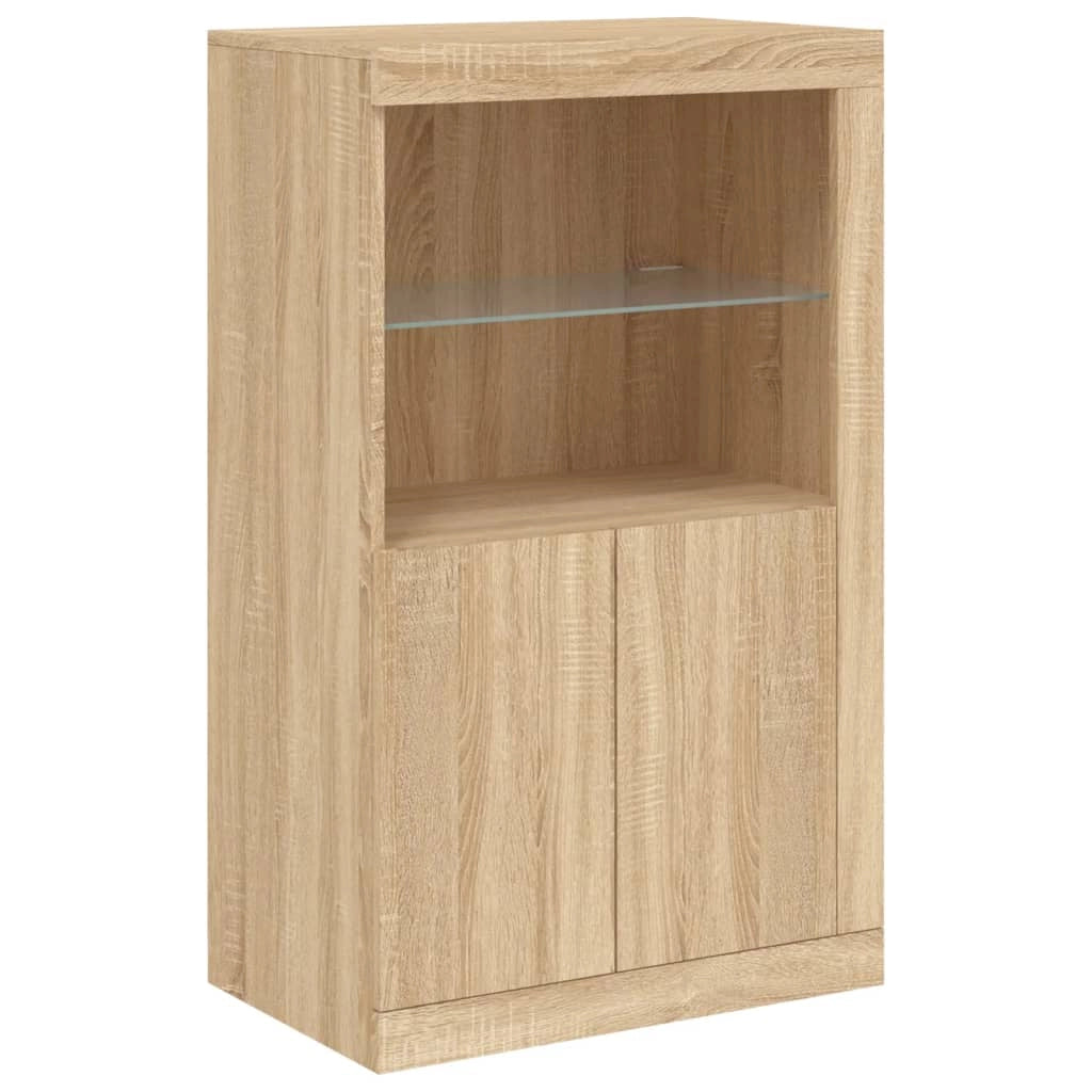 Buffet credenza cassettiera armadio mobile contenitore organizer per cucina soggiorno salotto con luci LED rovere Sonoma 181,5 x 37 x 100 cm marrone 02_0029948