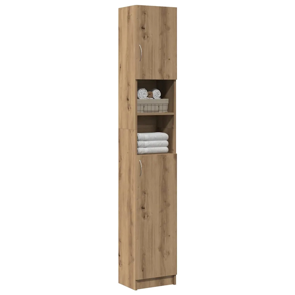 Mobiletto da bagno artigianale in rovere 32x25,5x190 cm in legno ingegnerizzato 856049