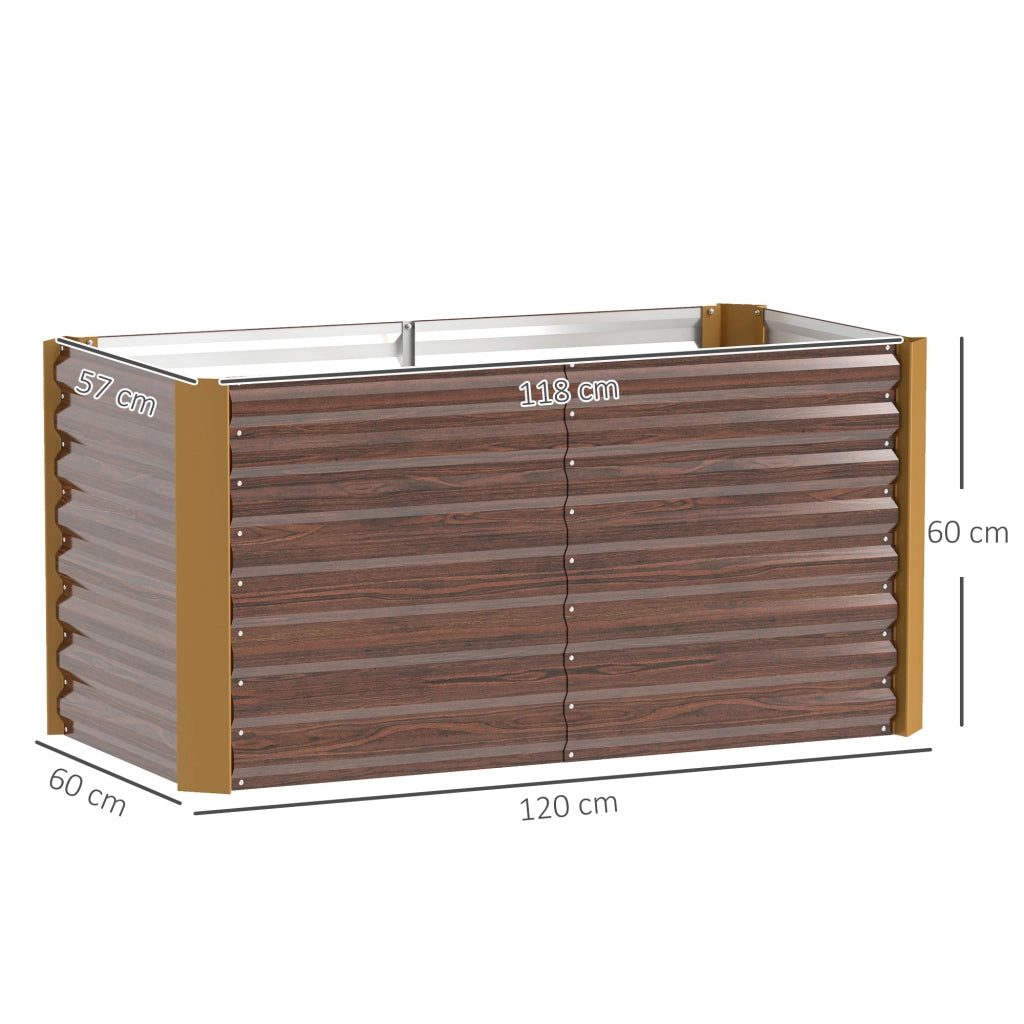 Set 2 fioriere rialzate in acciaio zincato marrone 120x60x60 cm per orto e giardino