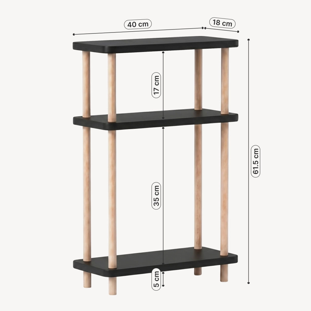 Scaffale da Terra Multiuso Nampernu a 3 Piani 62 x 40 x 18 cm - Nero [en.casa]