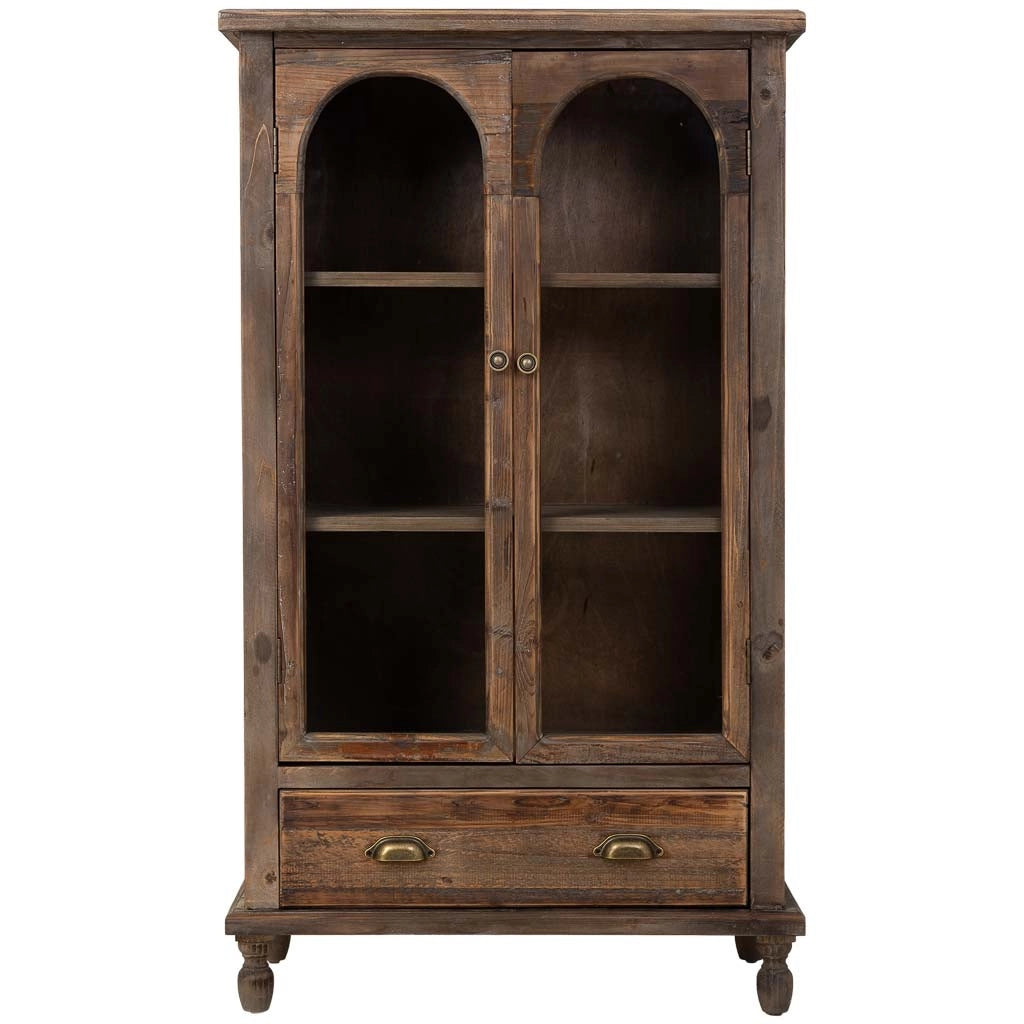 Vetrina in legno con 2 ante e 1 cassetto 80x42x138