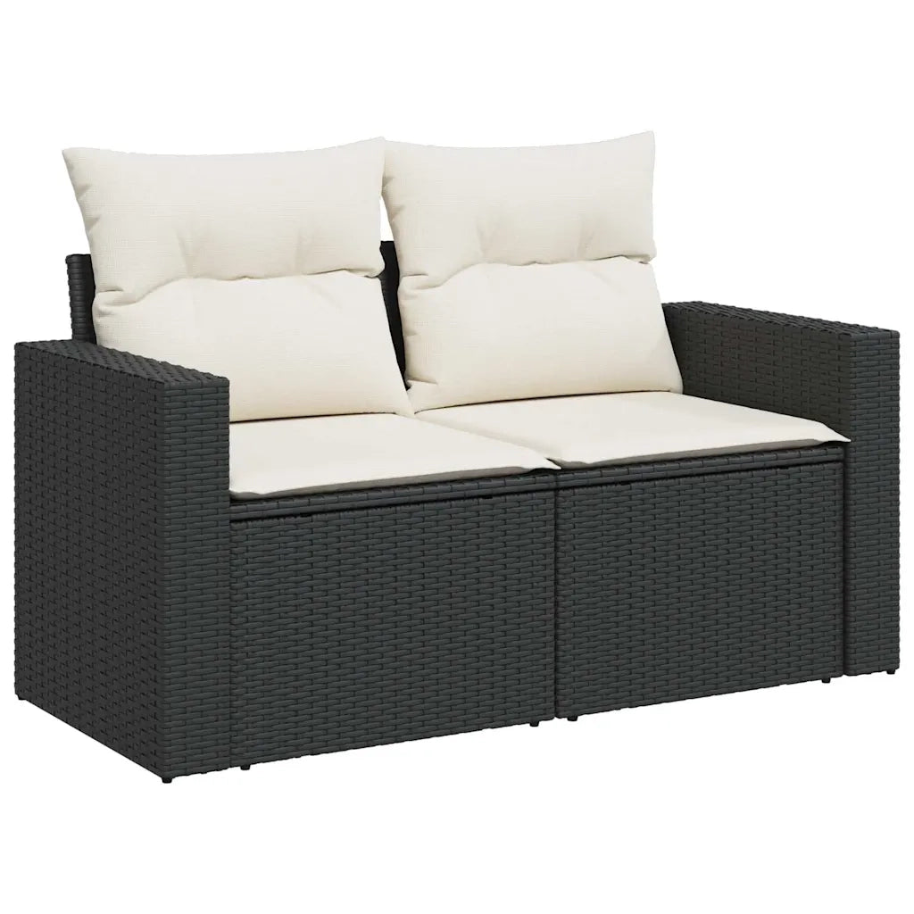 Set Divani da Giardino 9 pz con Cuscini Nero in Polyrattan 3267406