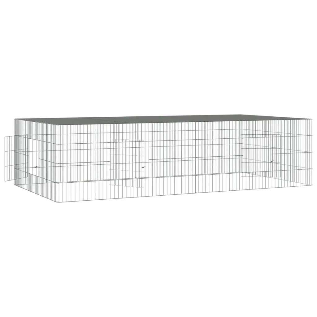 Gabbia per conigli 2 pannelli 220 x 110 x 55 cm Ferro zincato Argento 02_0041686