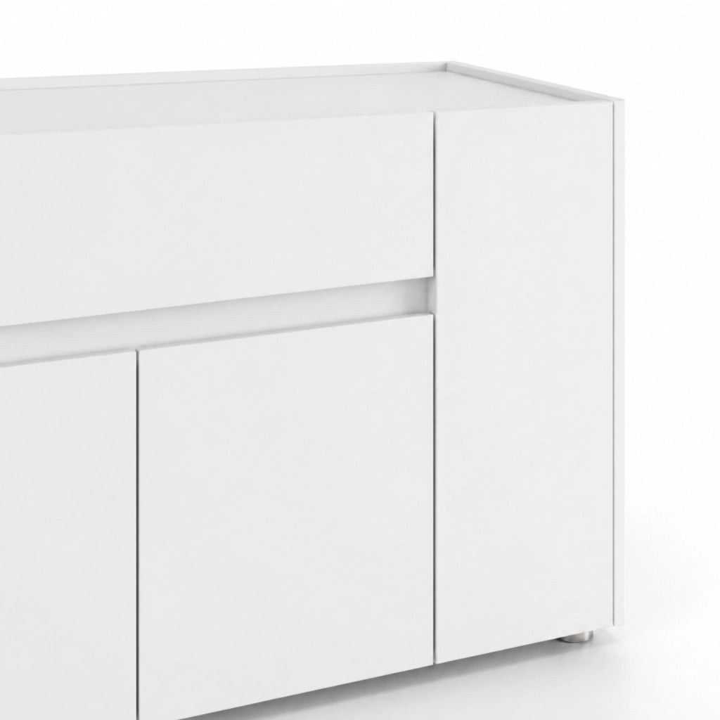 Madia Elegante Con 4 Ante E 1 Cassetto In Melaminico Mobile Contenitore Moderno Per Sala Da Pranzo E Soggiorno 170 X 85 X 40 Cm Bianco