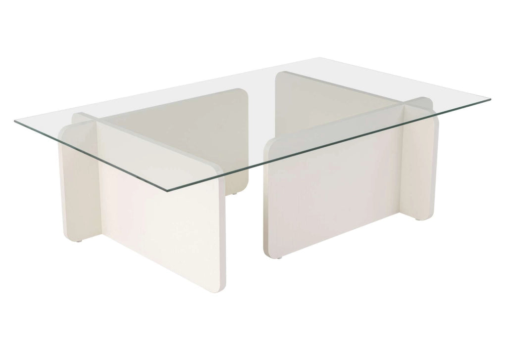 Tavolino in vetro "Flavio" 105 x 65 x 30 cm - Legno bianco