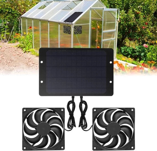 Ventilatore alimentato da energia solare con cavo da 1,2 m, impermeabile, doppio ventilatore di scarico, per serra e pollaio.