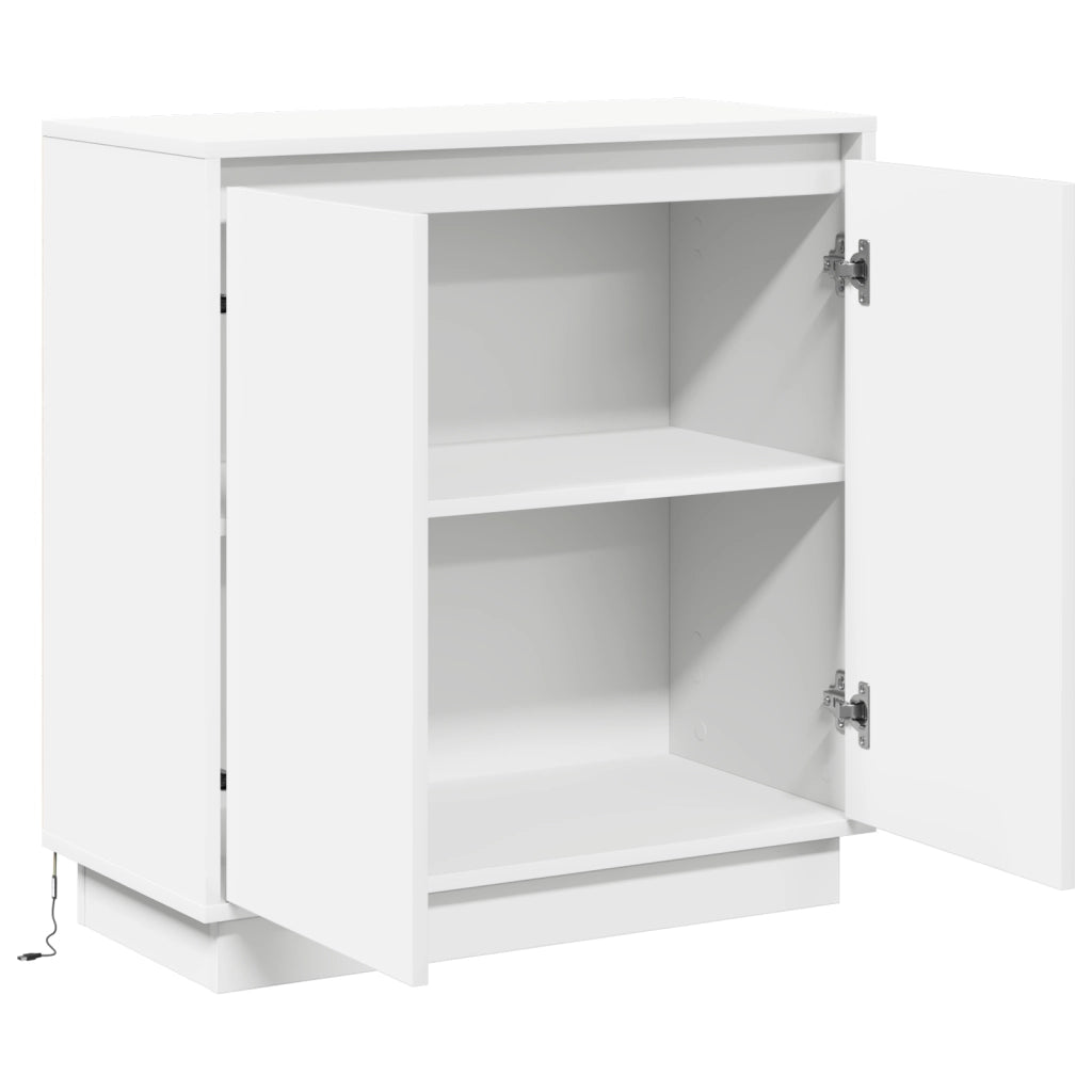 Sideboard LED Bianco - 71x34.5x75 cm, Fatto in legno ingegnerizzato