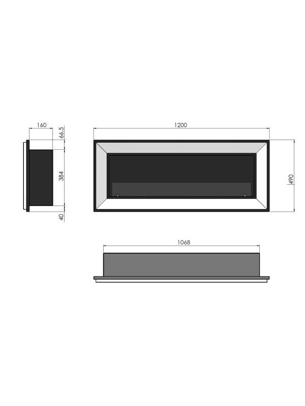 Caminetto a Bioetanolo Frame 1200 SimpleFire da incasso con Vetro Nero