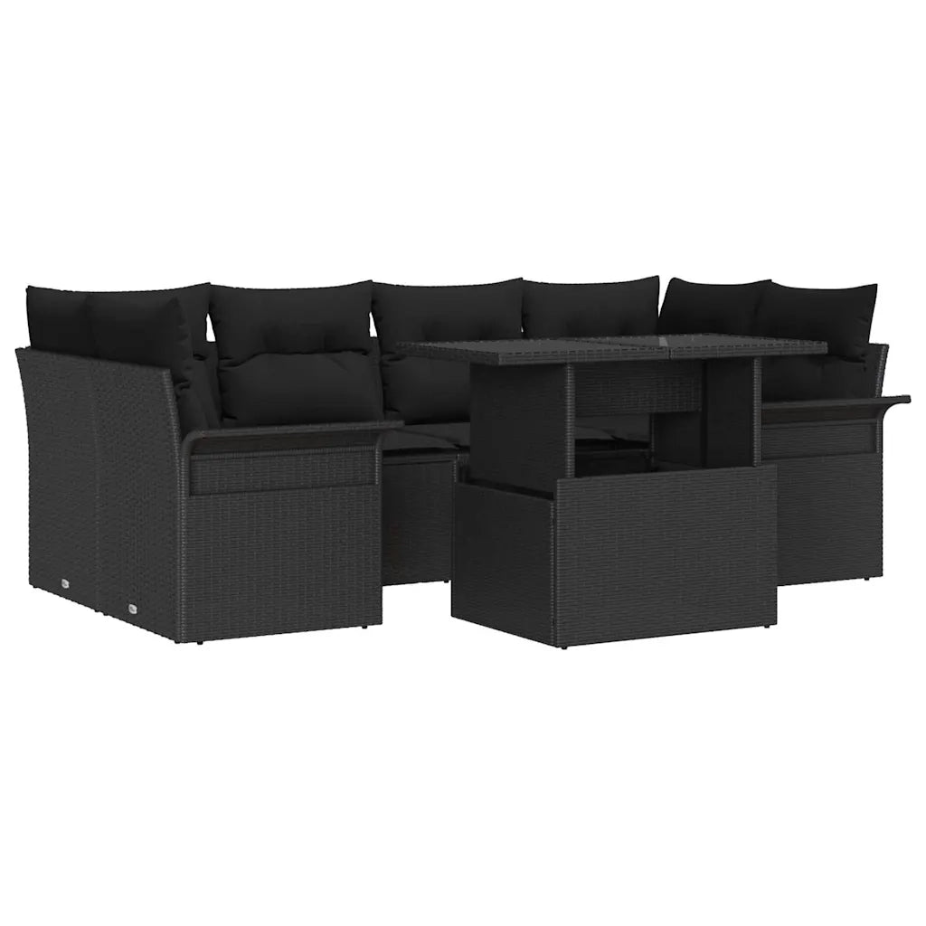 Set Divano da Giardino 7 pcs Nero Rattan in Polipropilene 3356956