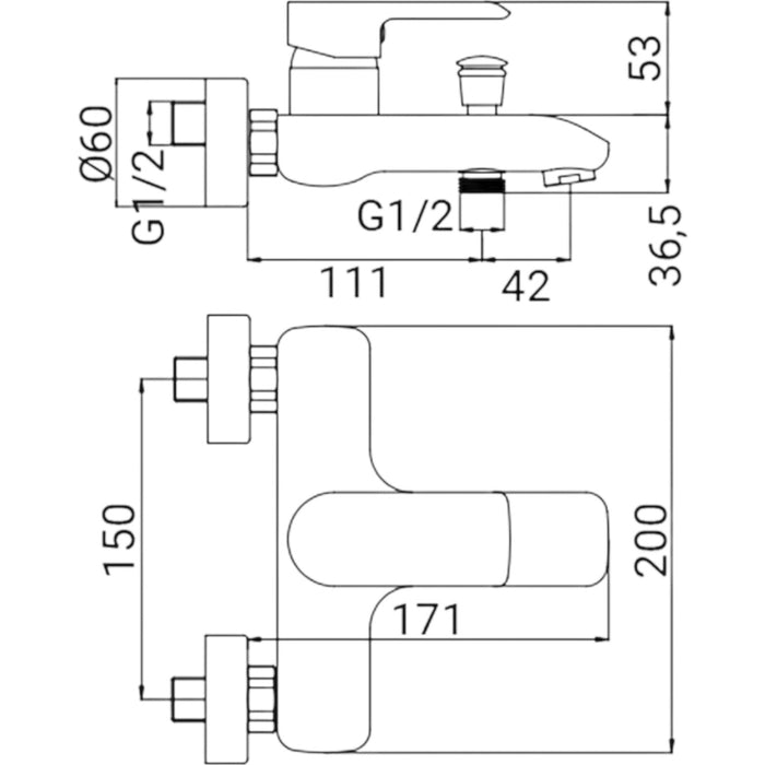Miscelatore vasca moderno cromato completo