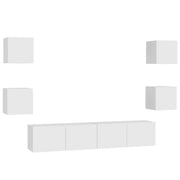 Set di mobili da 6 pezzi tra cui armadio credenza mobile TV televisore per soggiorno camera da letto salotto legno ingegnerizzato bianco 02_0025003