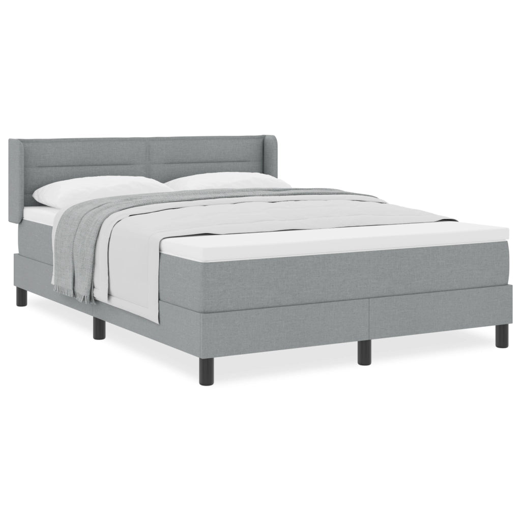 Letto Box Spring  con Materasso Grigio Chiaro 140x190 cm Tessuto