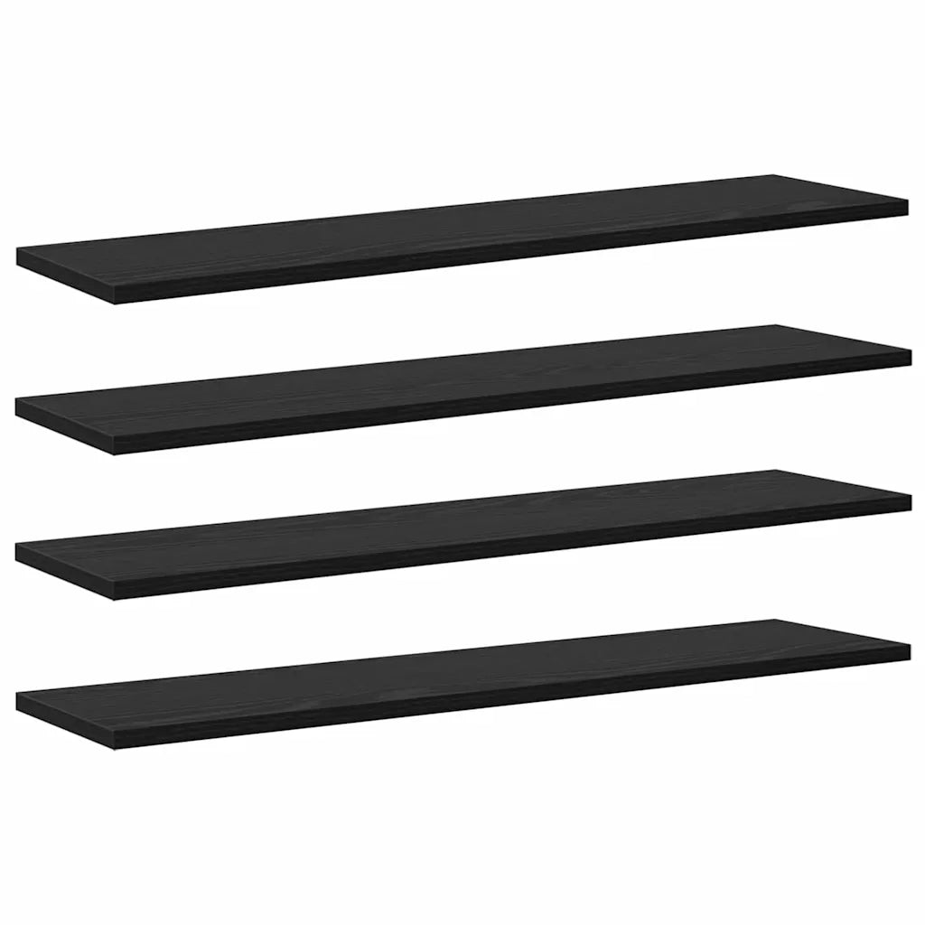 vidaXL Scaffale 4 pcs Nero 80 x 20 x 1.5 cm Legno multistrato