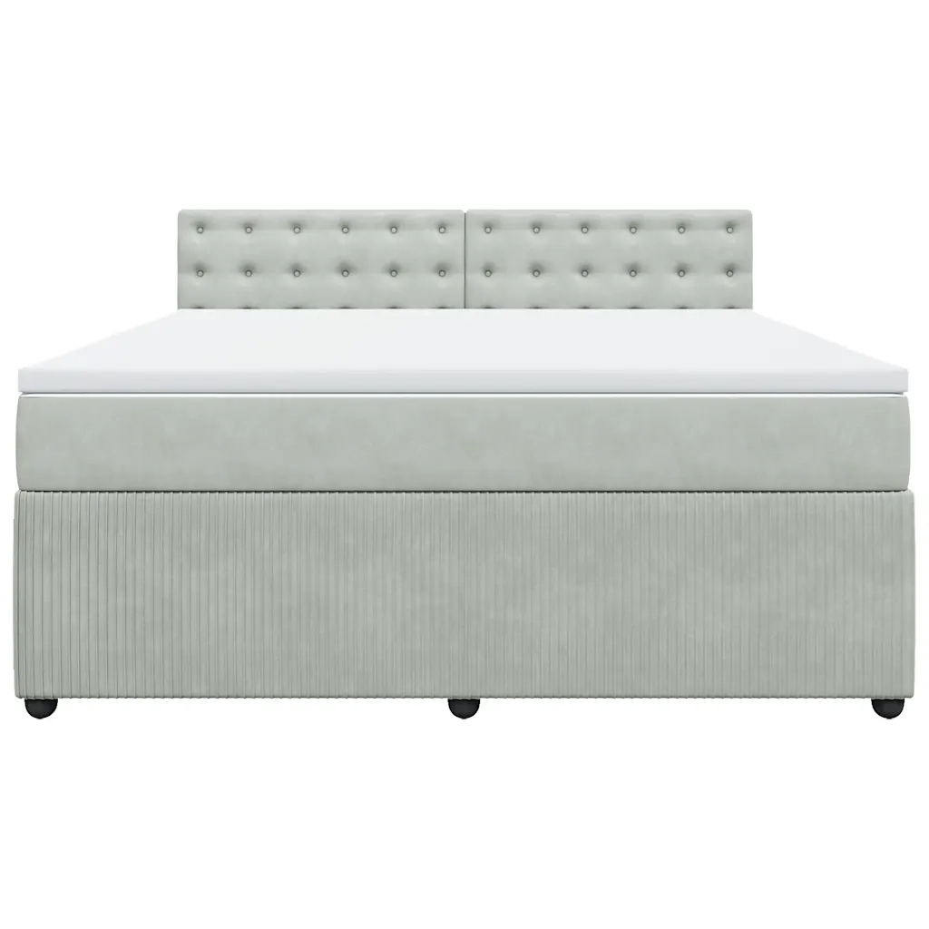 Giroletto a Molle con Materasso Grigio Chiaro 180x200cm Velluto
