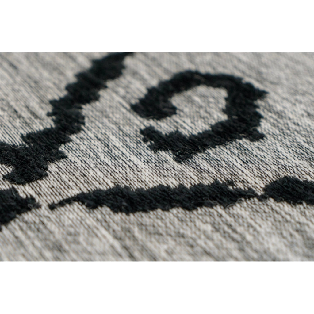Tappeto Jacquard River 100 Grigio e Nero con Motivo Vintage