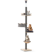 Tiragraffi da pavimento a soffitto altezza regolabile 236-271 cm 5 livelli accogliente area gioco legno grigio 20_0020708