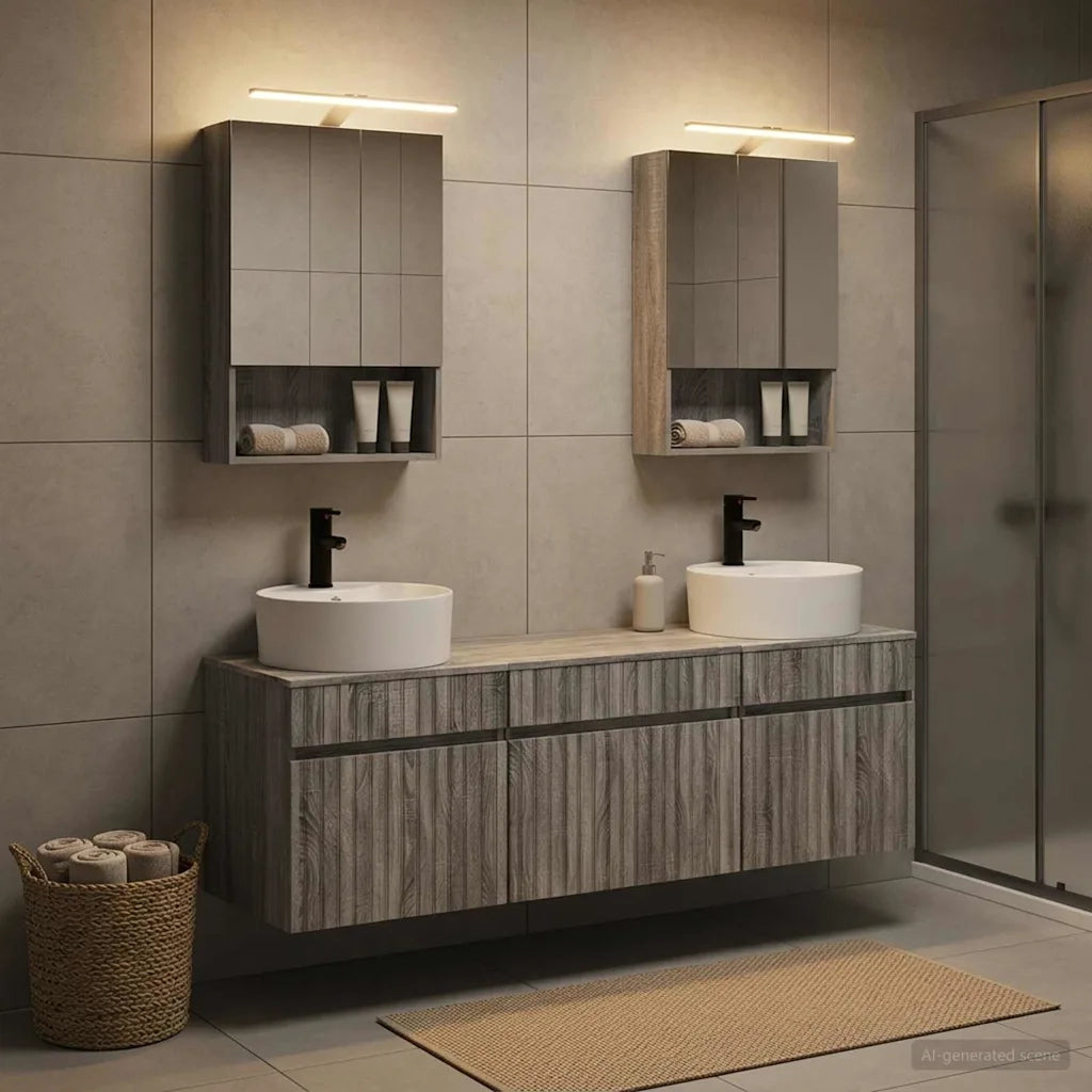 Set di Armadi da Bagno 5 pcs Sonoma grigio 50 x 14,5 x 70 cm 3406604