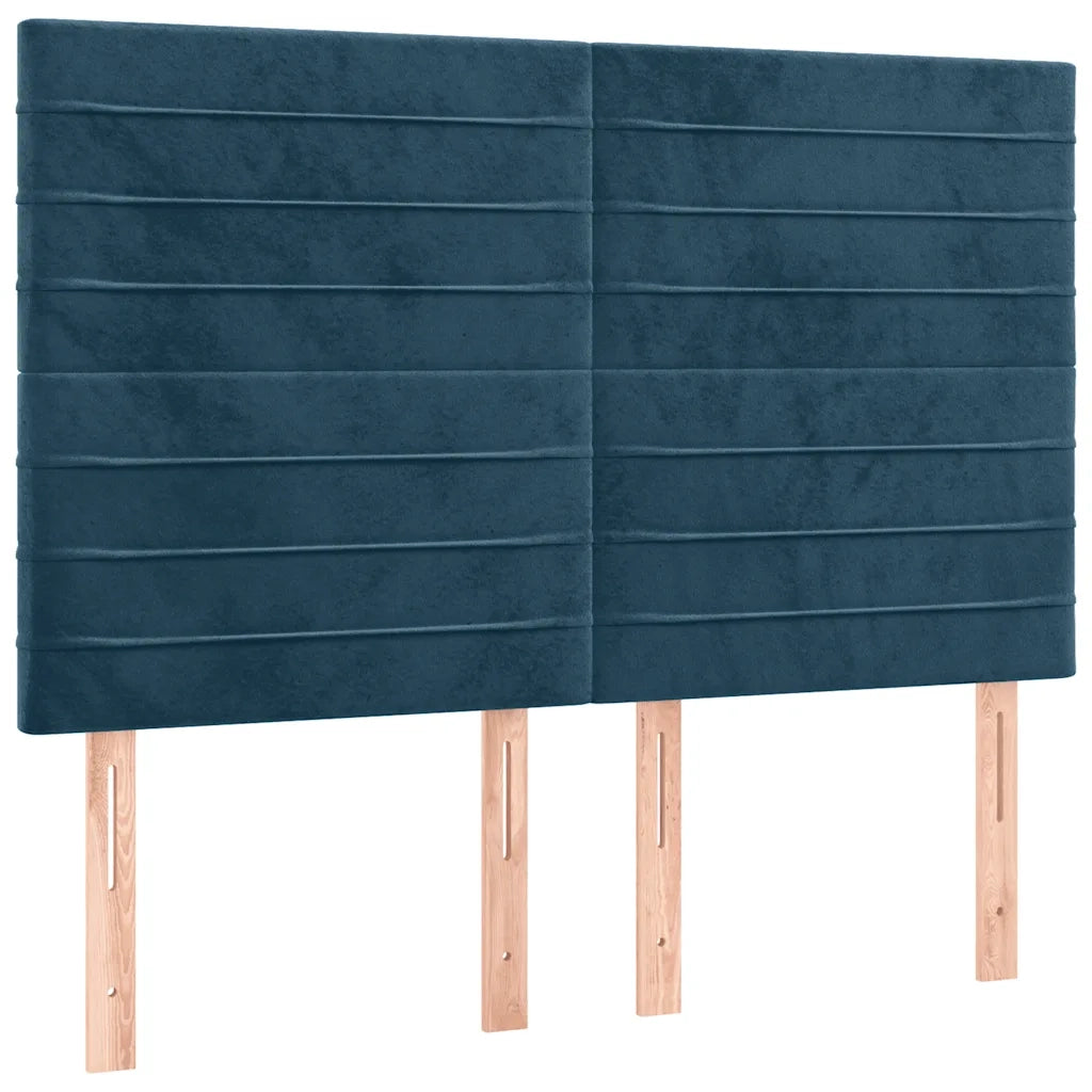 Testiera-Testata-Testiera Decorativa Blu Scuro 144x5x118/128 cm Velluto 550307