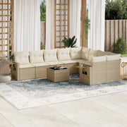 Set Divano da Giardino 10 pz con Cuscini Beige in Polyrattancod mxl 114176