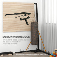 Supporto Sacco da Boxe Autoportante 170x90x182-225 cm in Acciaio Nero