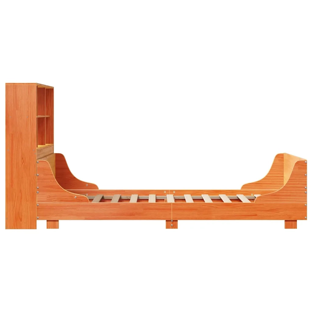 Letto Libreria senza Materasso-Struttura Letto con contenitore Marrone Cera 100x200 cm Legno 211396