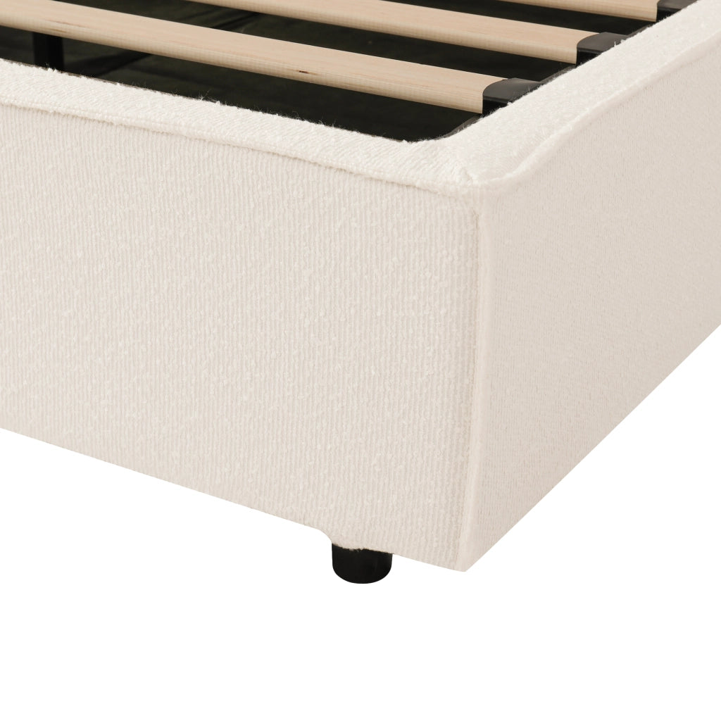 Letto Contenitore 180 x 200 cm; Letto Matrimoniale - Testiera Imbottita - Bianco