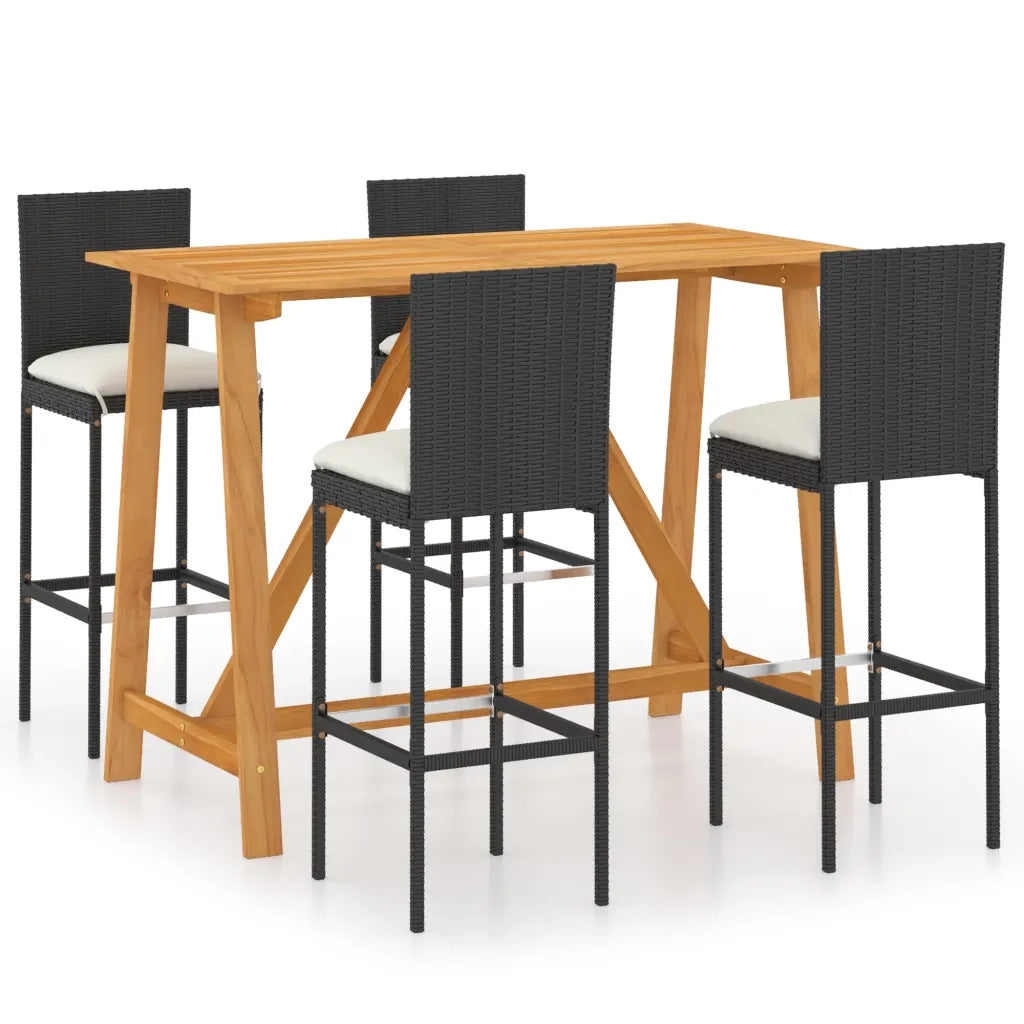 Set da Bar da Giardino 5 pz con Cuscini Nero cod mxl 43025