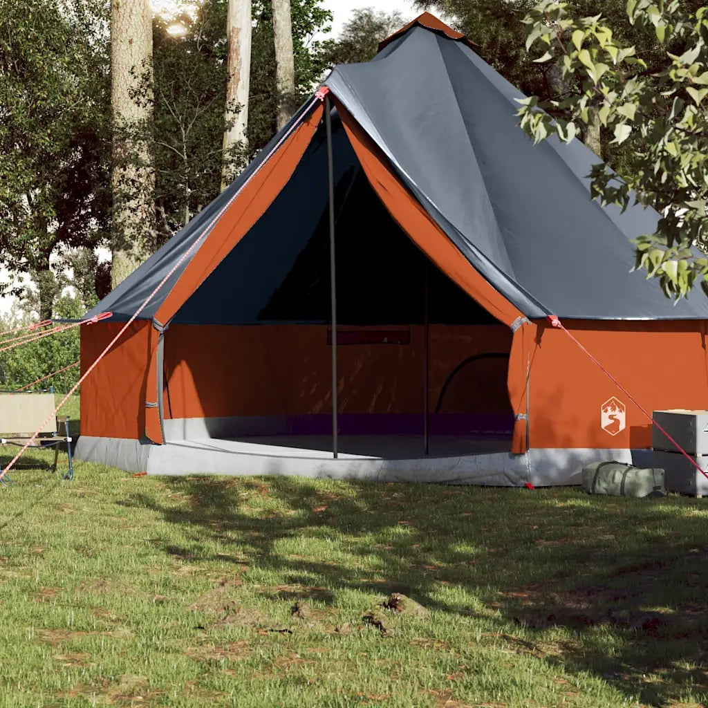 Tenda Familiare Tipi 10 Persone-Tenda da campeggio Grigia e Arancione Impermeabile