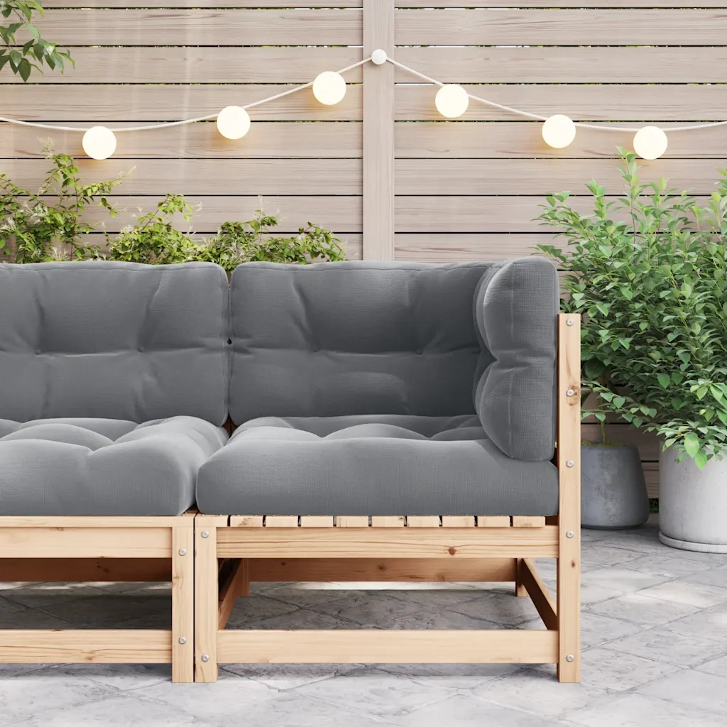 Divano Angolare da Giardino con Cuscini Grigio Massello di Pino 805715
