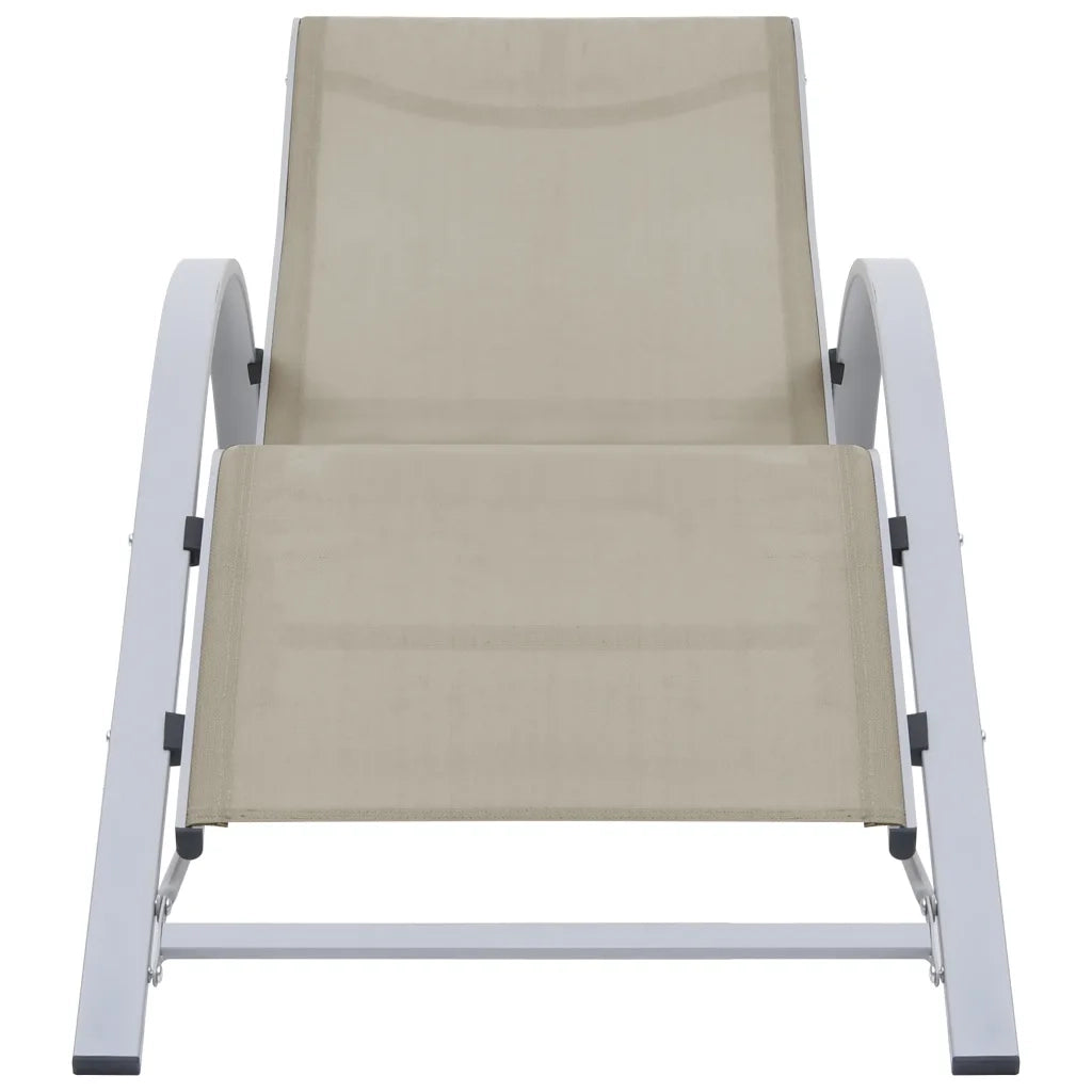 Lettini Prendisole con Tavolino 2 pz in Alluminio Crema