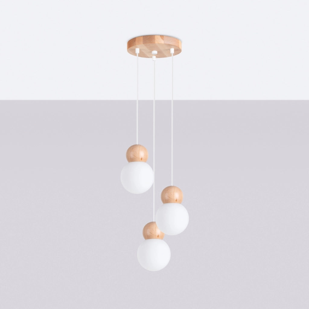 Lampada a sospensione Kalevi bianca legno 3xG9 PureLume