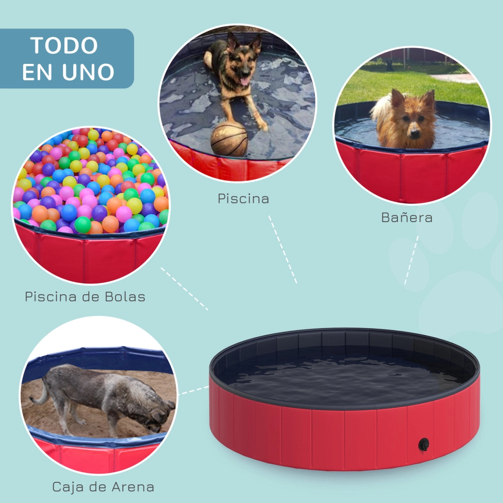 Vasca Pieghevole per Cani Gatti ¨C Zephmum ¨C ?140x30 cm PVC Antiscivolo Rosso