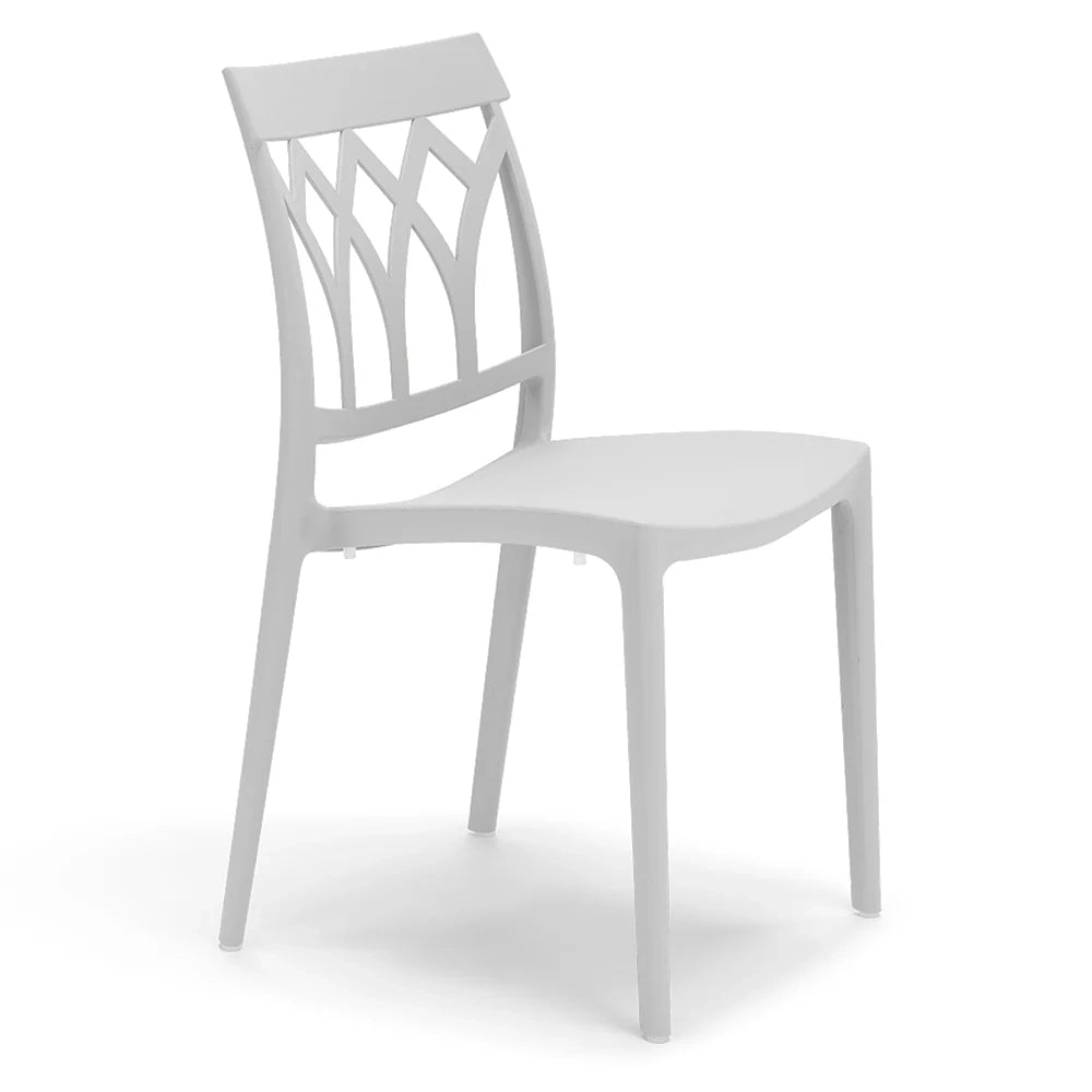 Set 2 sedie in polipropilene QUEEN, 100% MADE IN ITALY, impilabile, resistente ai raggi UV, design moderno, ideale per sala da pranzo, cucina, bar, ristoranti o giardino, colore Bianco