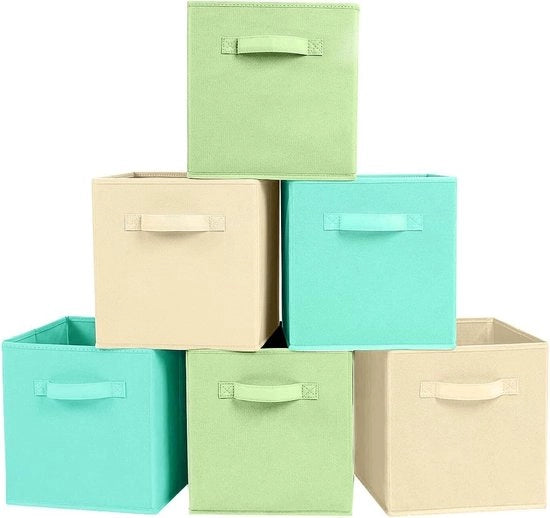 Contenitori di archiviazione, 6 pezzi contenitori di archiviazione pieghevoli in tessuto e organizzatore di archiviazione di tessuto per cassetti