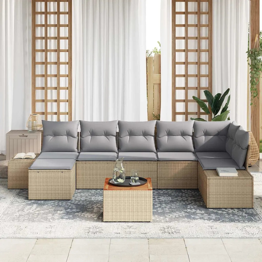 Set Divano da Giardino 8 pcs beige e grigio chiaro 3356656