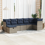 Set Divani da Giardino 7 pz con Cuscini Grigio in Polyrattan