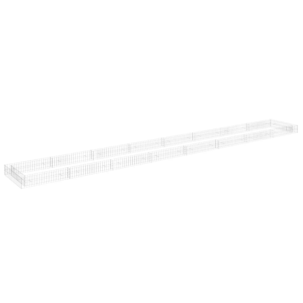 Aiuola rialzata in gabbione di acciaio zincato 800 x 100 x 20 cm Argento 02_0039899