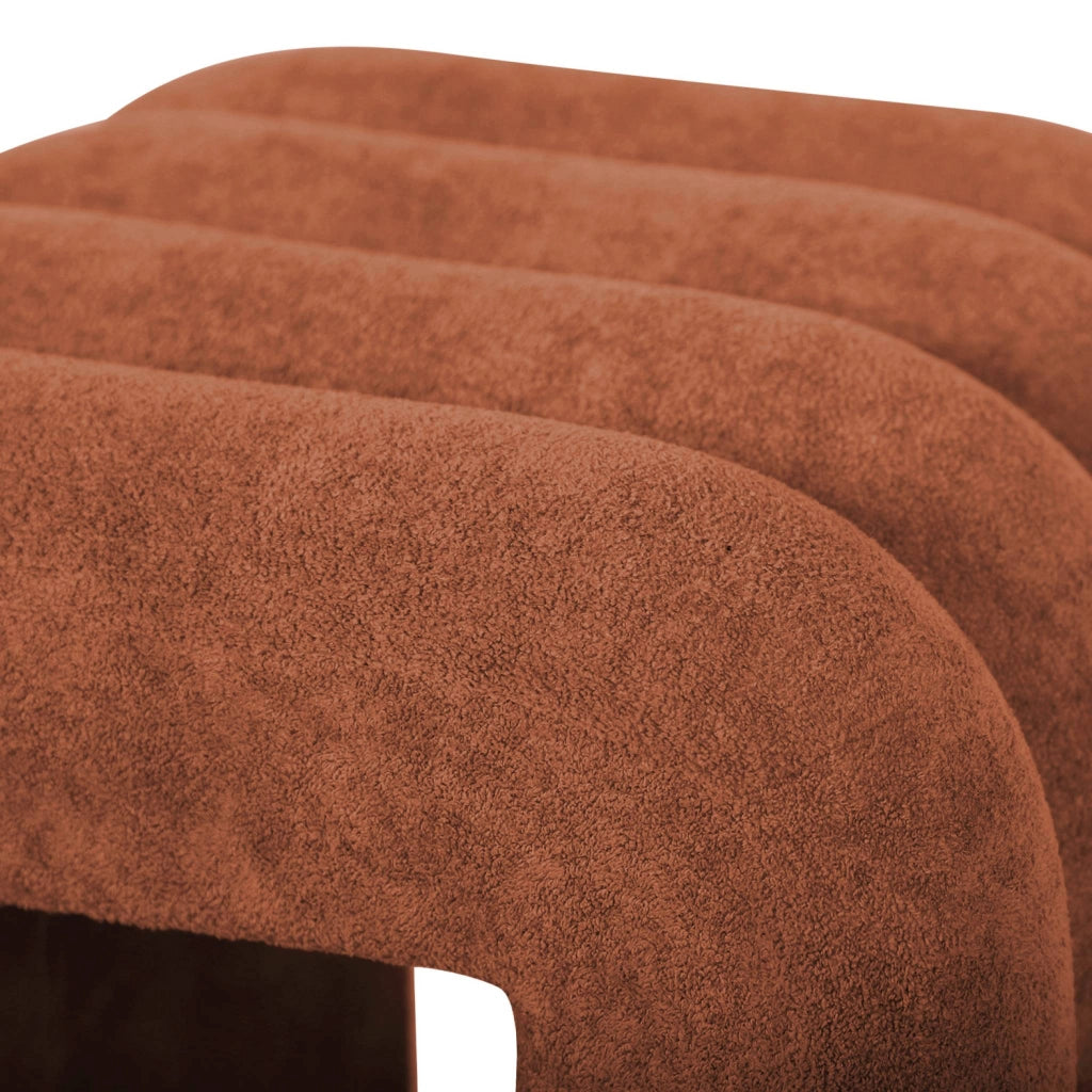 Set 2 pouf contemporanei in tessuto, arancione