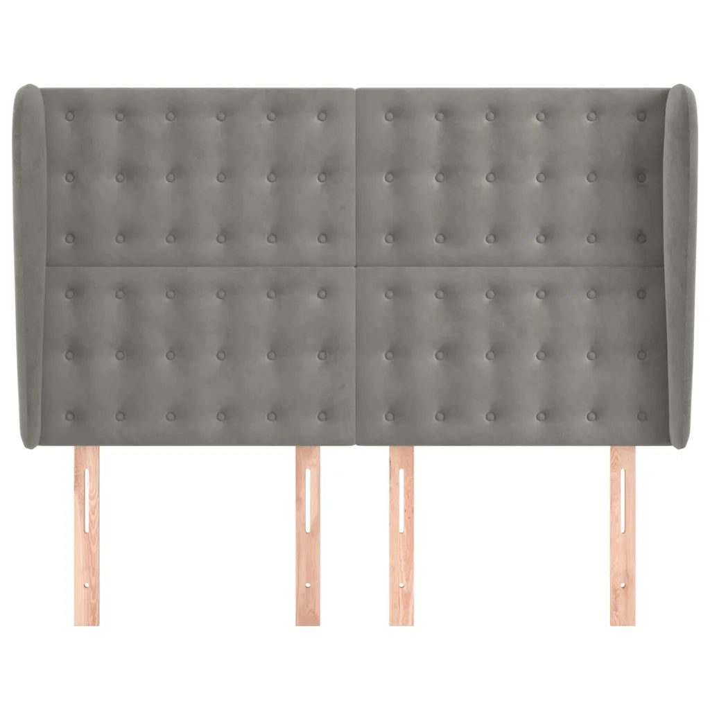 Testiera ad Orecchio Grigio Chiaro 147x23x118/128 cm in Velluto