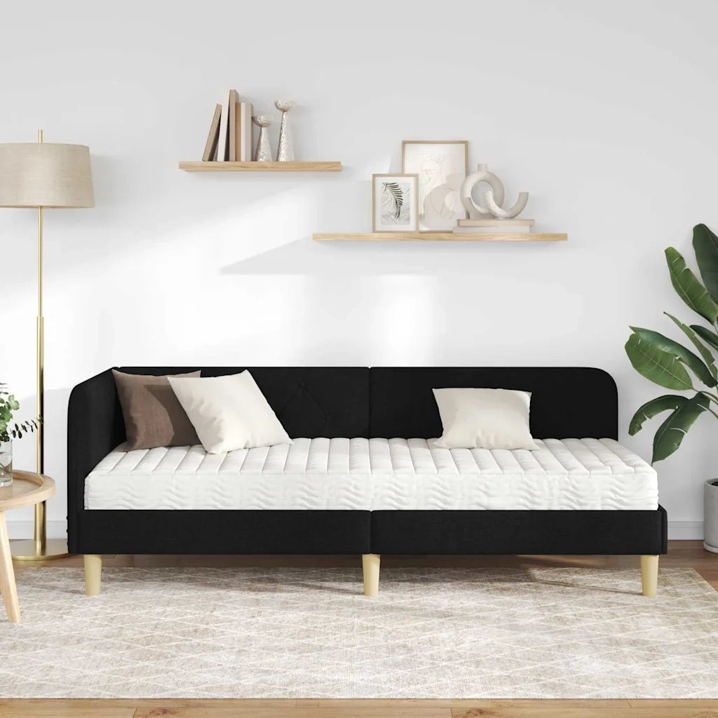 Cornice del letto ad angolo Nero 80 x 200 cm Tessuto