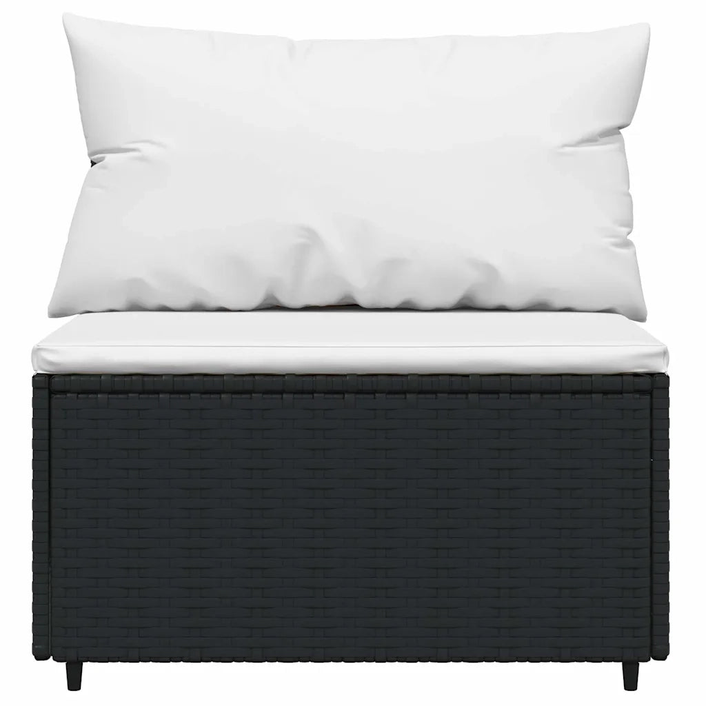 Set Divani da Giardino 3 pz | Set Salotto da Giardino con Cuscini Nero in Polyrattan